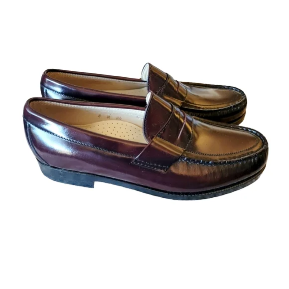 SAS Vintage 1988 Cordovan Leather Penny Loafers New with Original Box Size 8M
